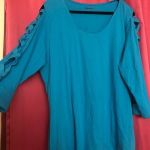 Long Sleeve Aqua Party Blouse